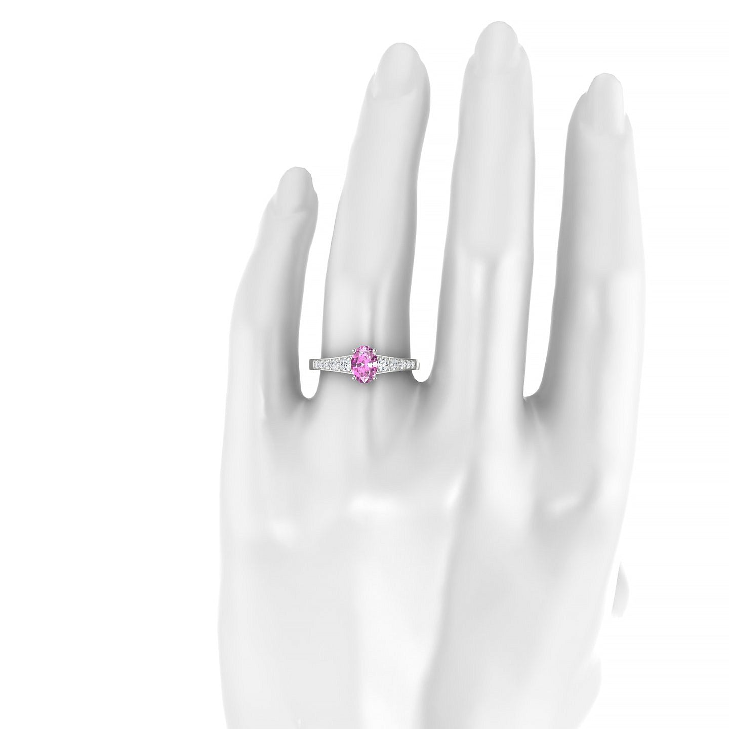 Prosperity | 18k White Gold 7 x 5 mm Oval Pink Sapphire Ring