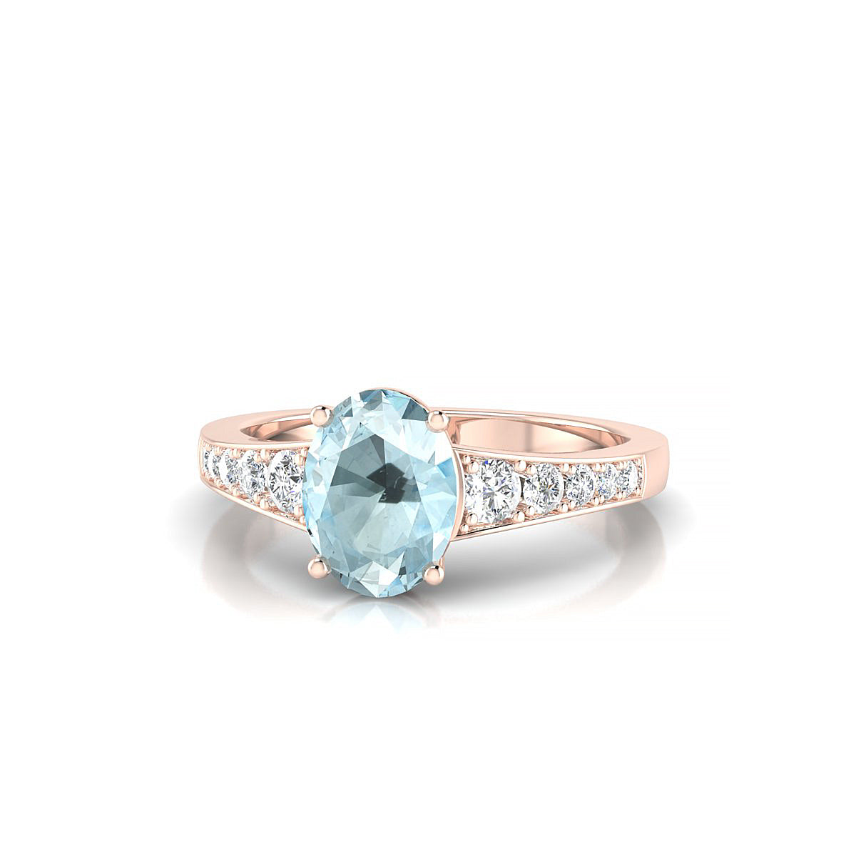 Prosperity | 18k Rose Gold 8 x 6 mm Oval Aquamarine Ring