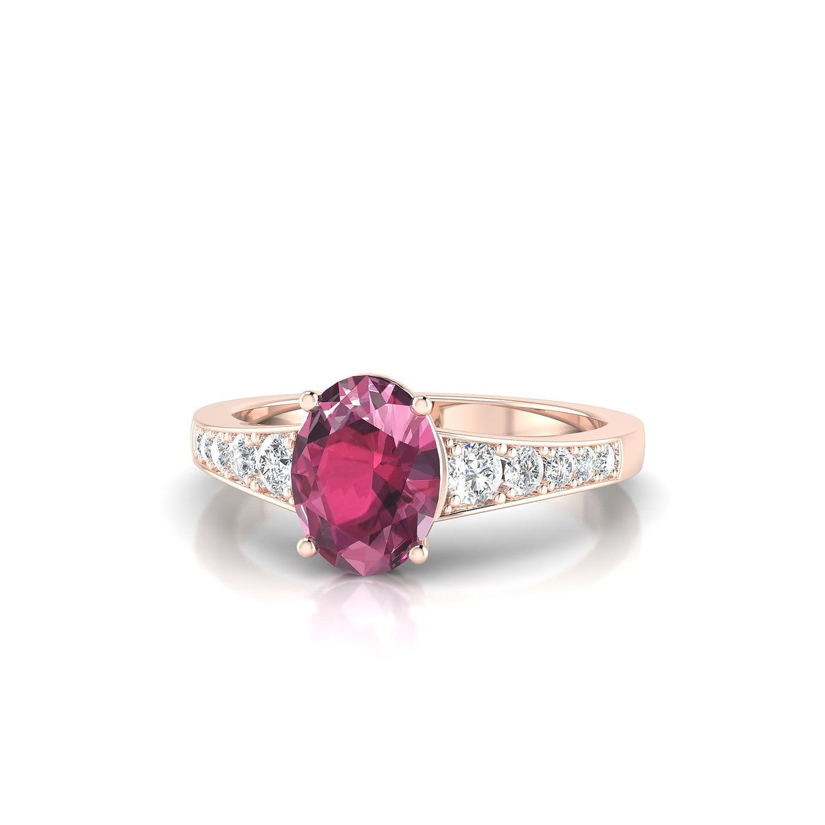 Prosperity | 18k Rose Gold 8 x 6 mm Oval Rhodolite Ring