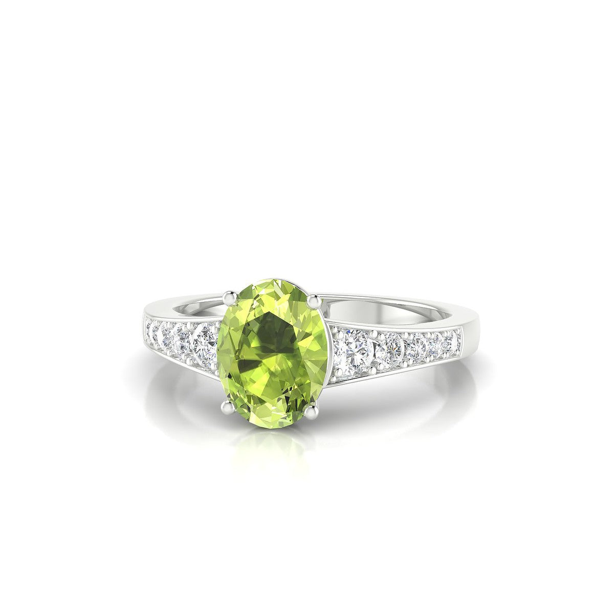 Prosperity | 18k White Gold 8 x 6 mm Oval Peridot Ring