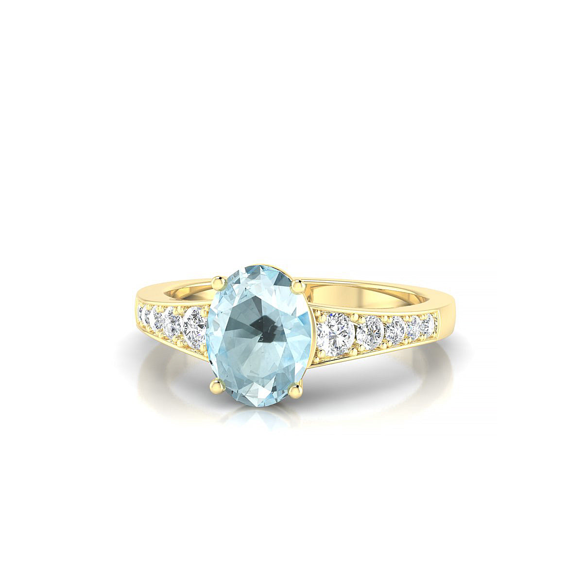 Prosperity | 18k Yellow Gold 8 x 6 mm Oval Aquamarine Ring