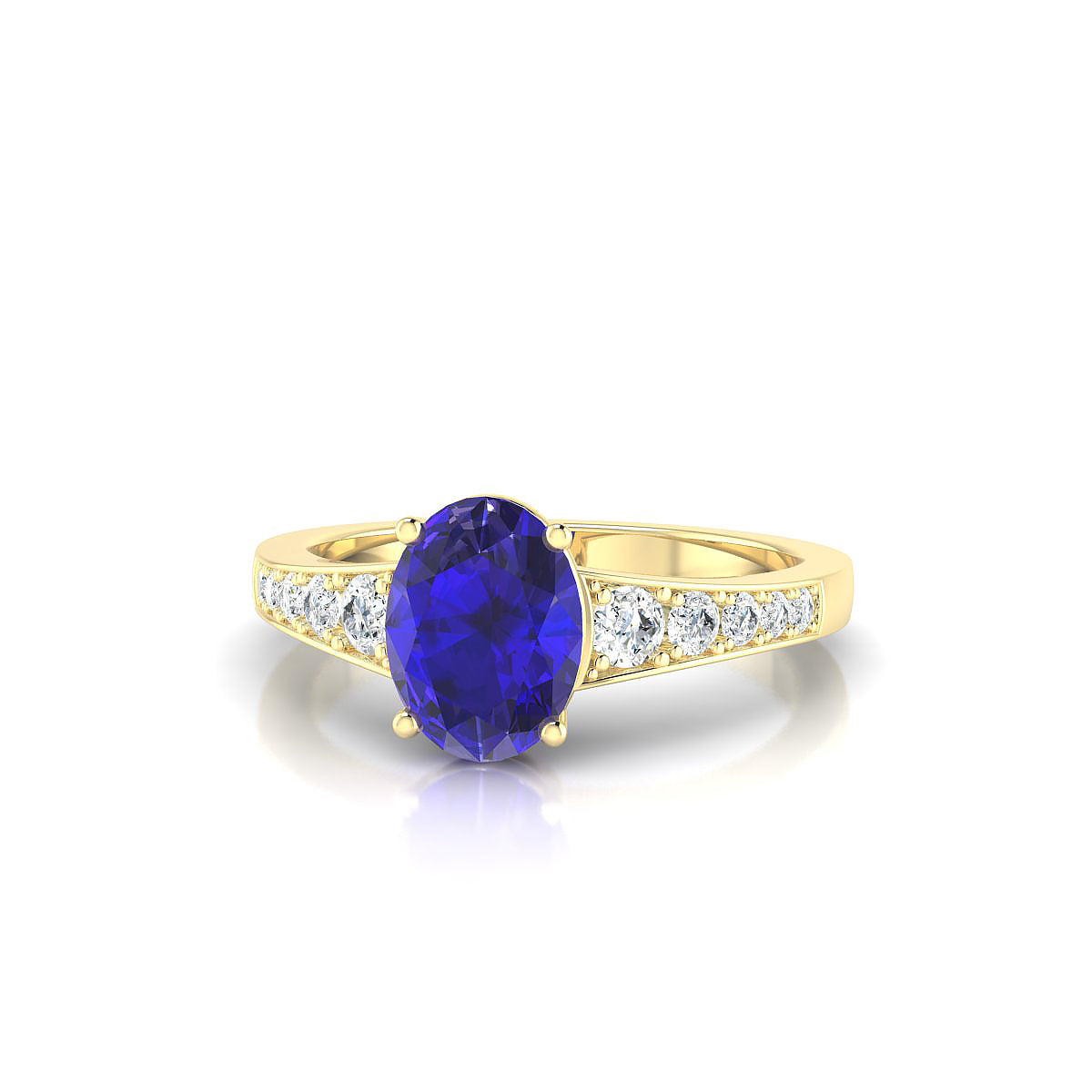 Prosperity | 18k Yellow Gold 8 x 6 mm Oval Tanzanite Ring