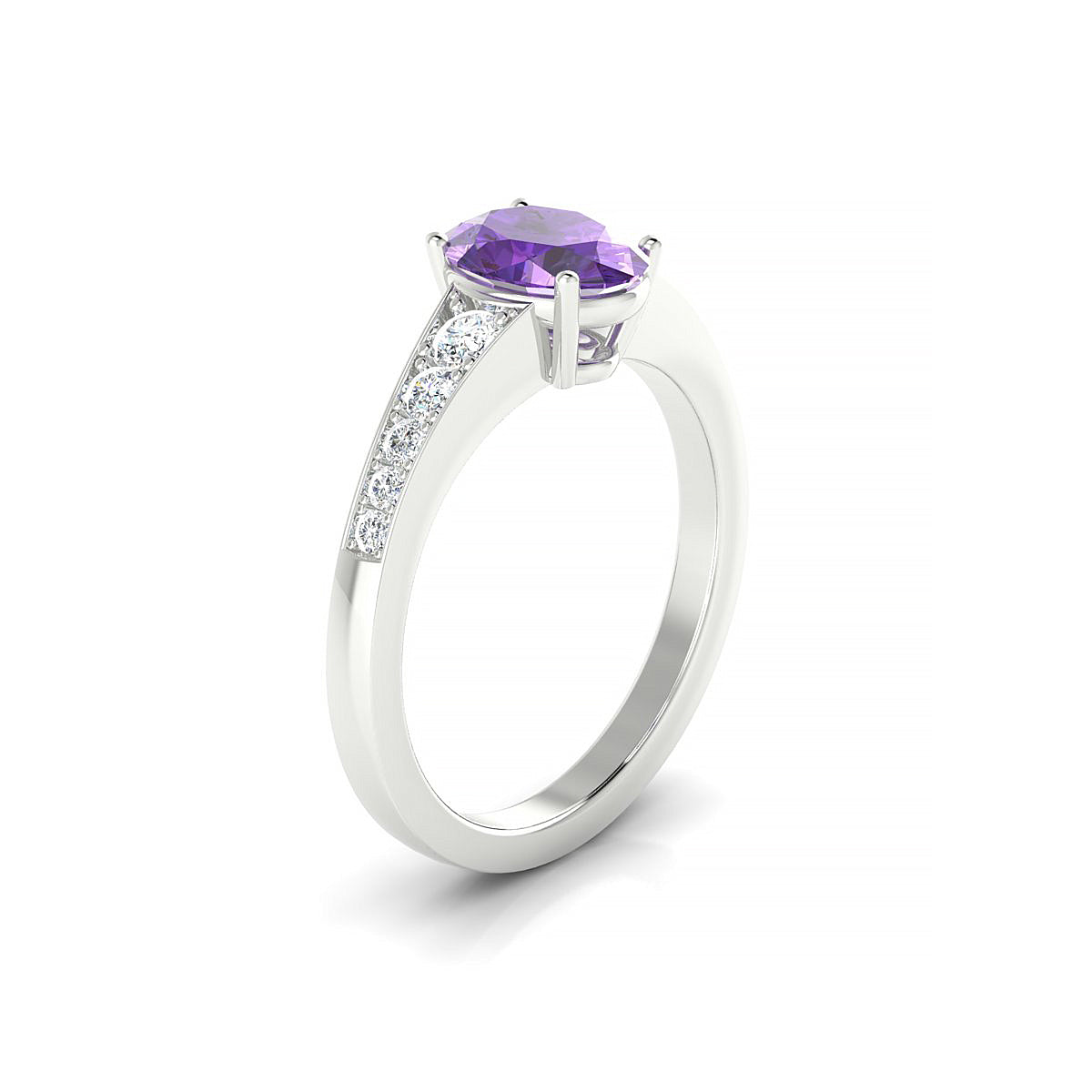 Prosperity | 18k White Gold 8 x 6 mm Oval Amethyst Ring