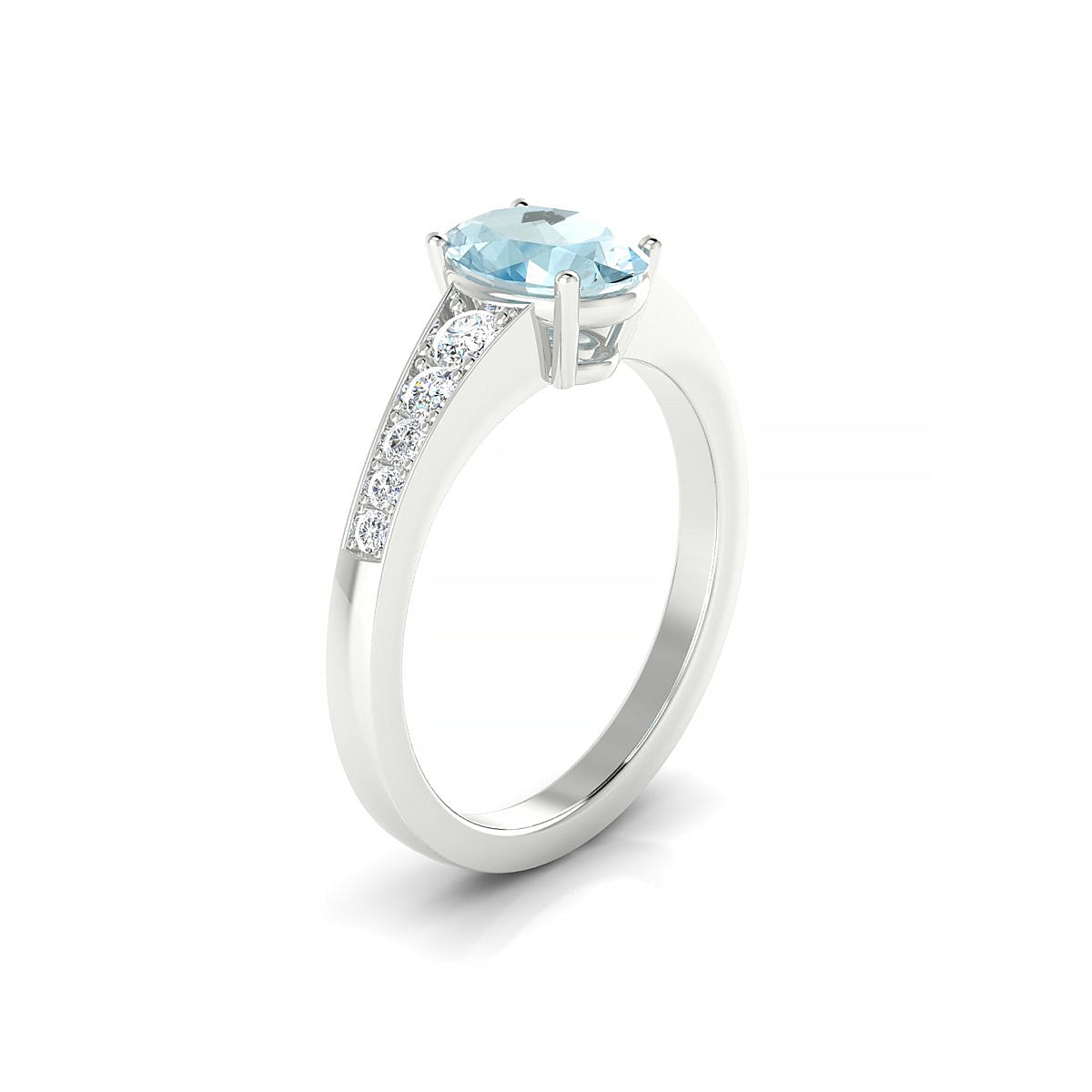 Prosperity | 18k White Gold 8 x 6 mm Oval Aquamarine Ring