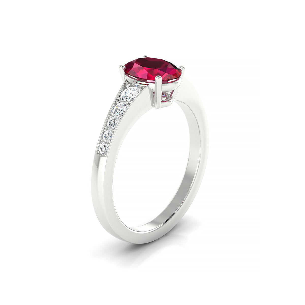 Prosperity | 18k White Gold 8 x 6 mm Oval Ruby Ring