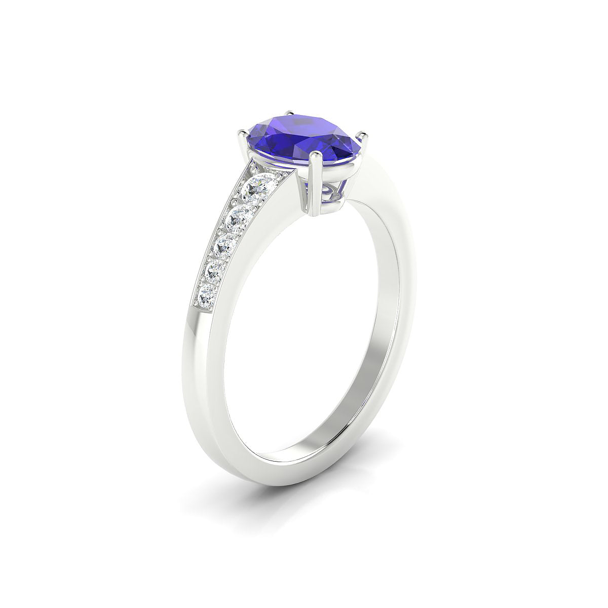 Prosperity | 18k White Gold 8 x 6 mm Oval Tanzanite Ring