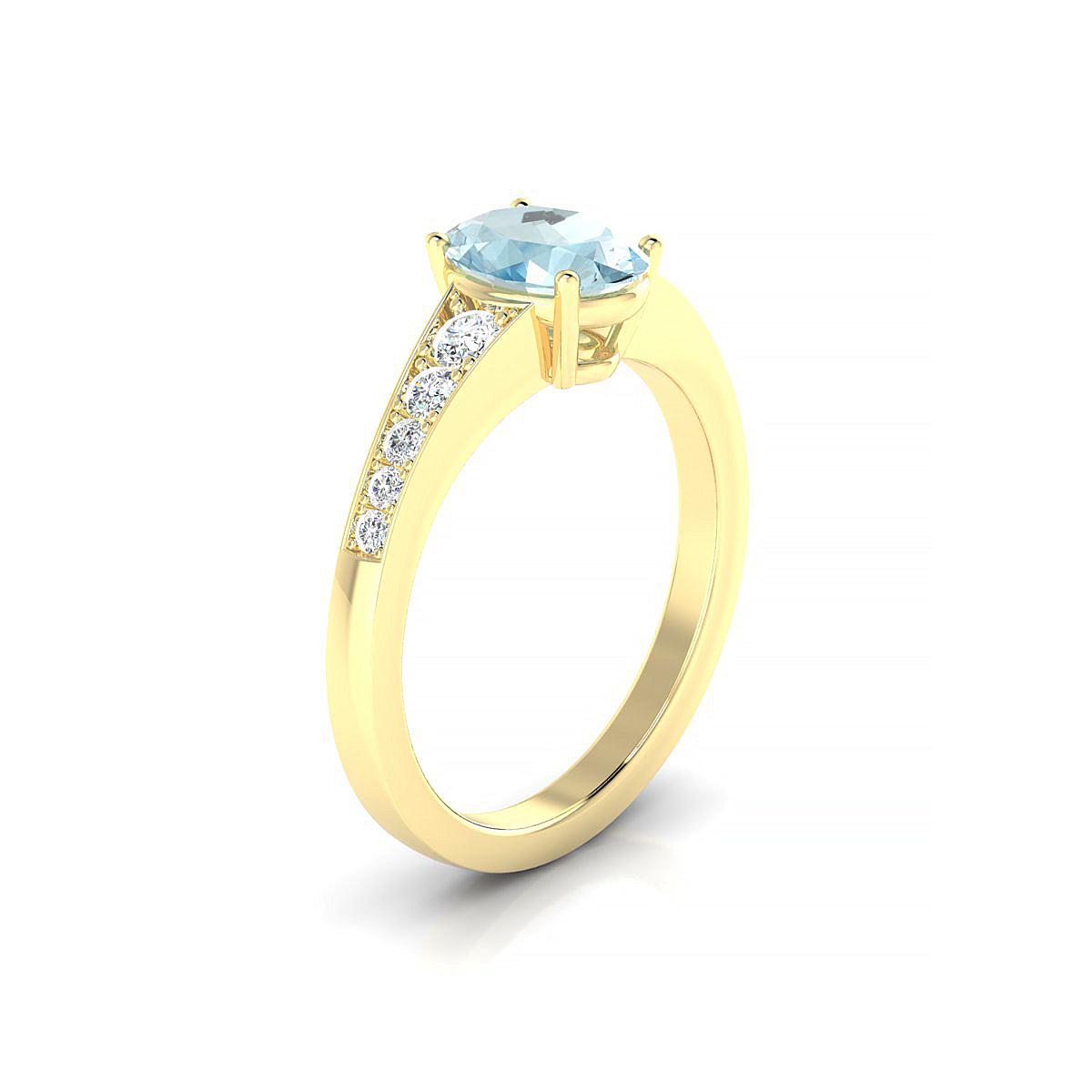 Prosperity | 18k Yellow Gold 8 x 6 mm Oval Aquamarine Ring