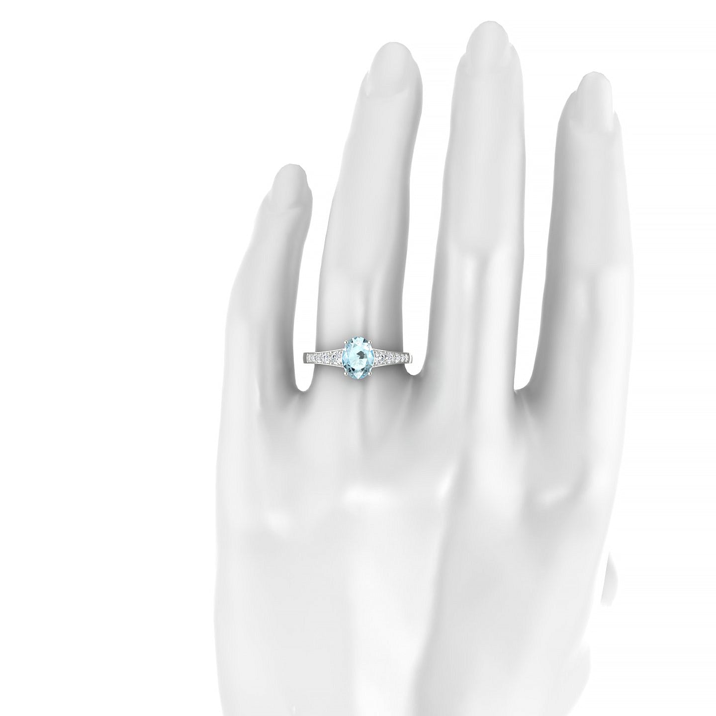 Prosperity | 18k White Gold 8 x 6 mm Oval Aquamarine Ring