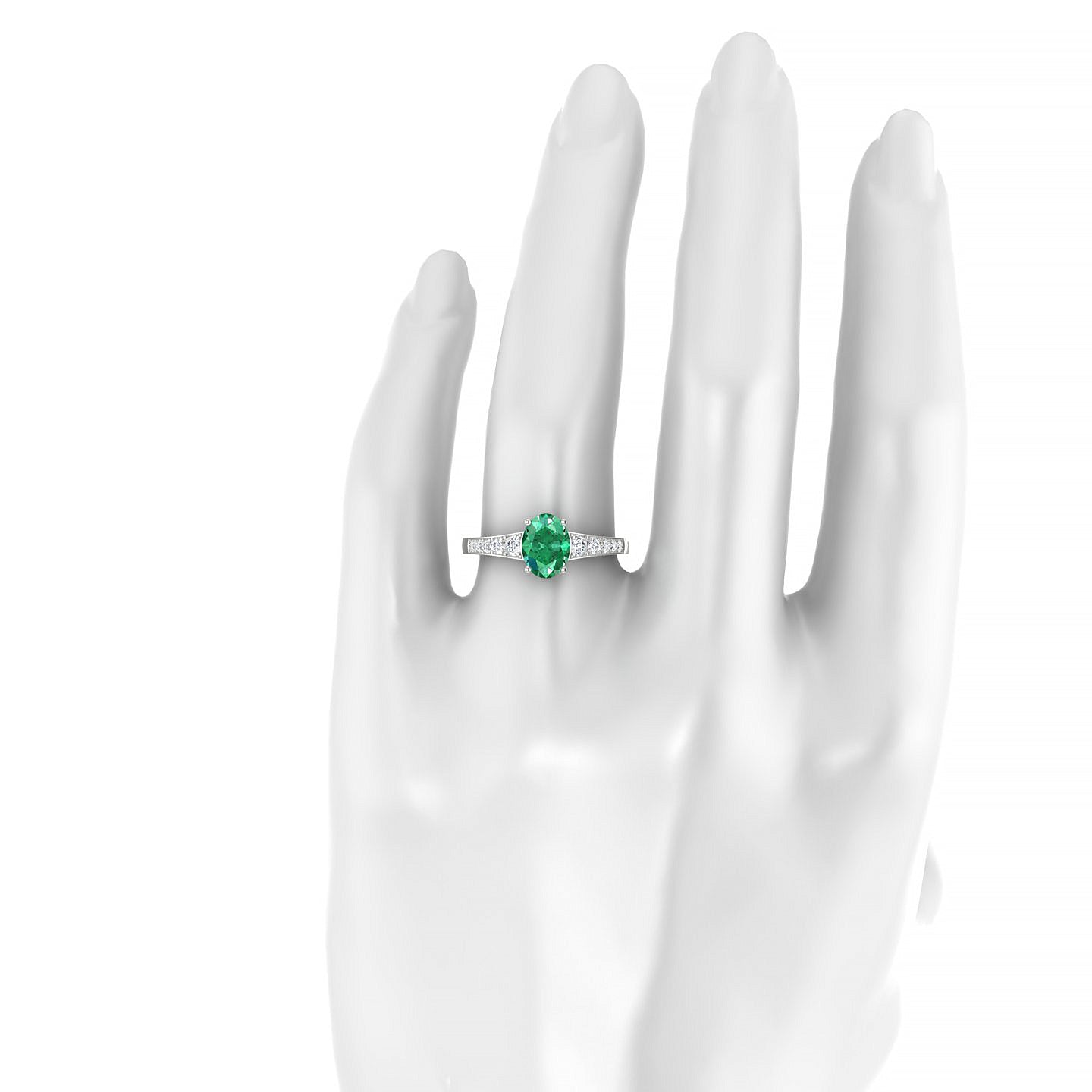 Prosperity | 18k White Gold 8 x 6 mm Oval Emerald Ring