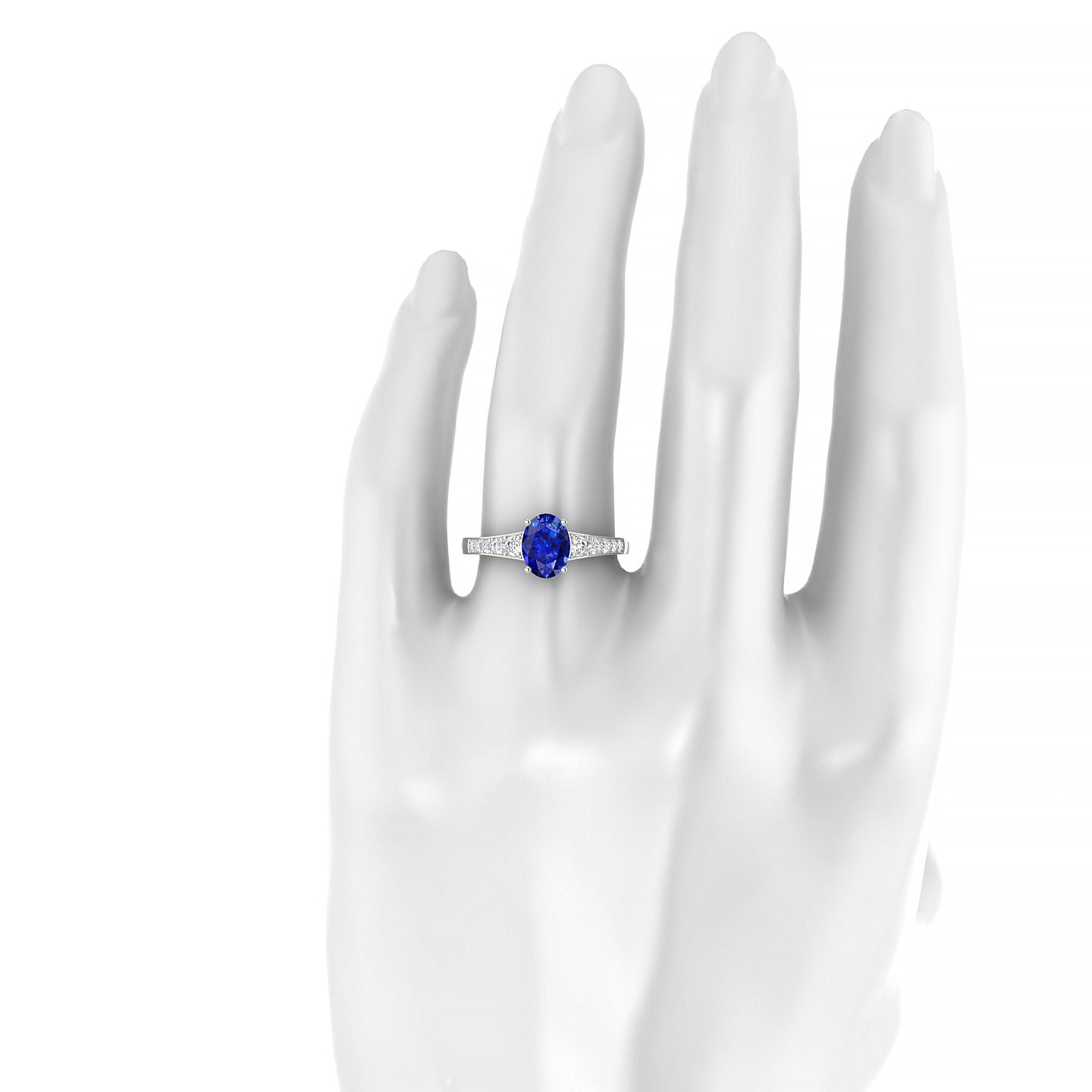 Prosperity | 18k White Gold 8 x 6 mm Oval Sapphire Ring