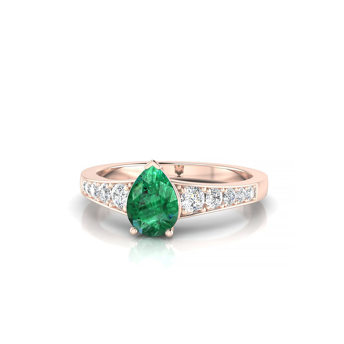 Prosperity | 18k Rose Gold 7 x 5 mm Pear Emerald Ring