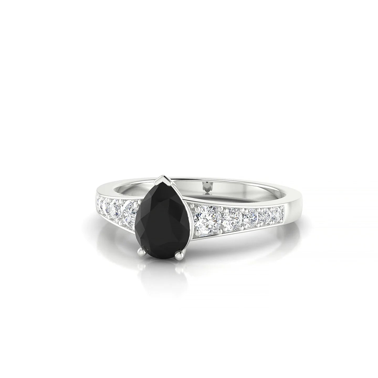 Prosperity | 18k White Gold 7 x 5 mm Pear Black Diamond Ring