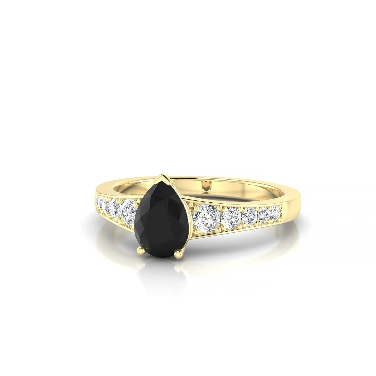 Prosperity | 18k Yellow Gold 7 x 5 mm Pear Black Diamond Ring