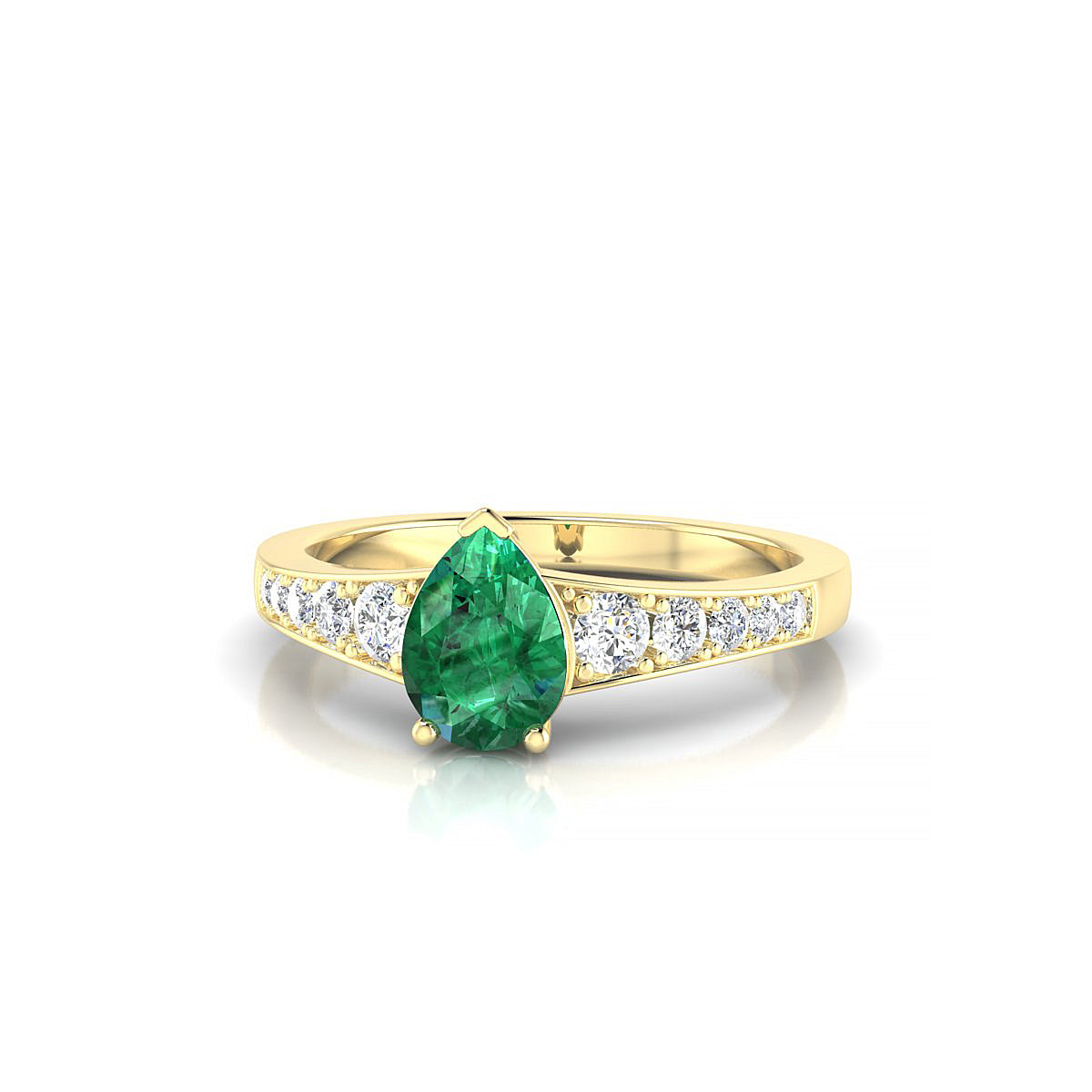 Prosperity | 18k Yellow Gold 7 x 5 mm Pear Emerald Ring