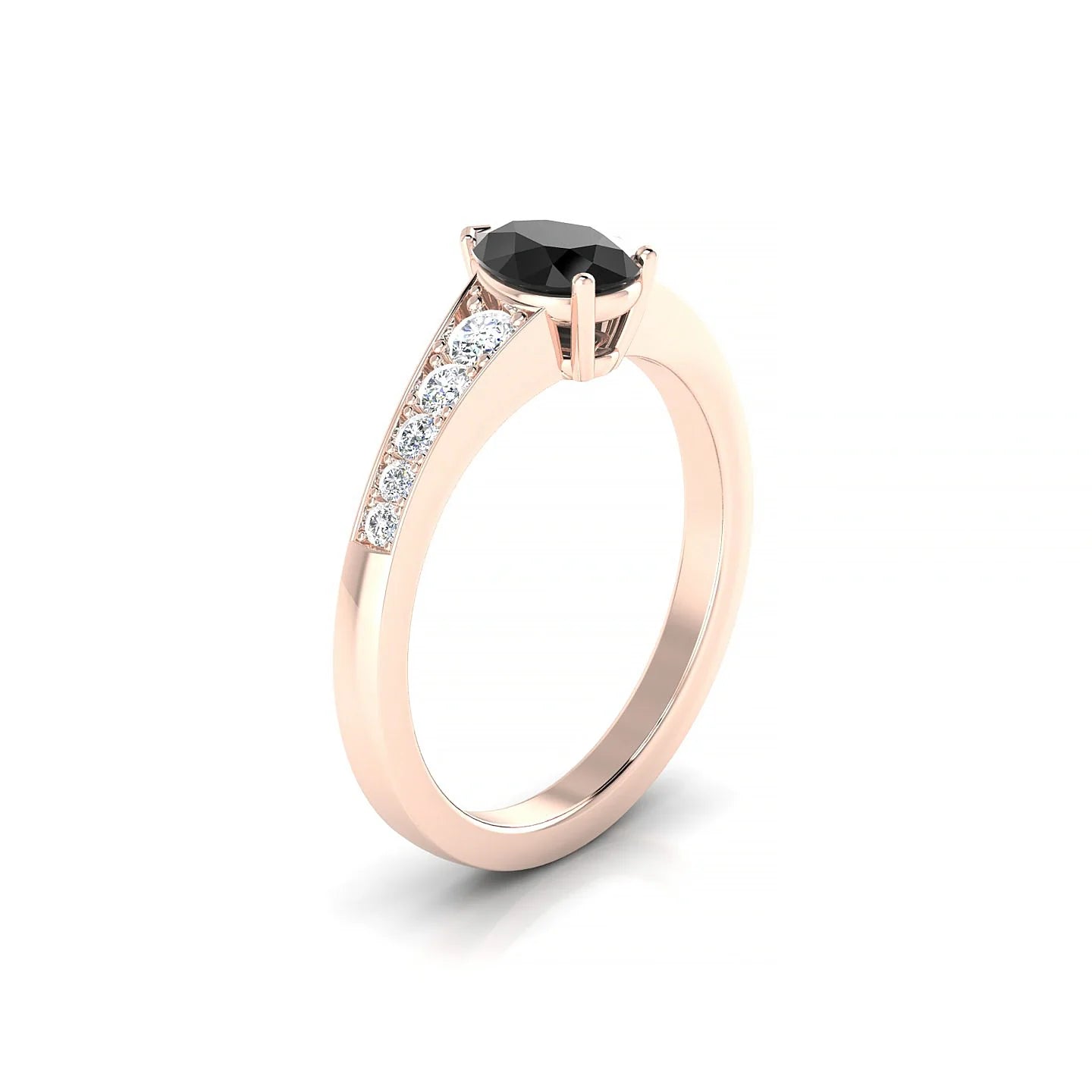Prosperity | 18k Rose Gold 7 x 5 mm Pear Black Diamond Ring