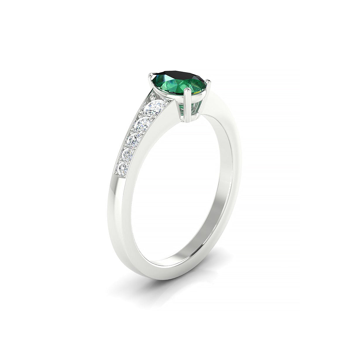 Prosperity | 18k White Gold 7 x 5 mm Pear Emerald Ring