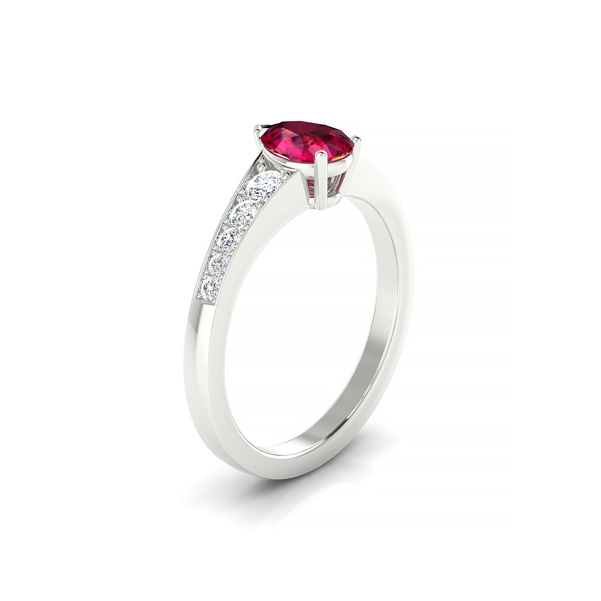 Prosperity | 18k White Gold 7 x 5 mm Pear Ruby Ring
