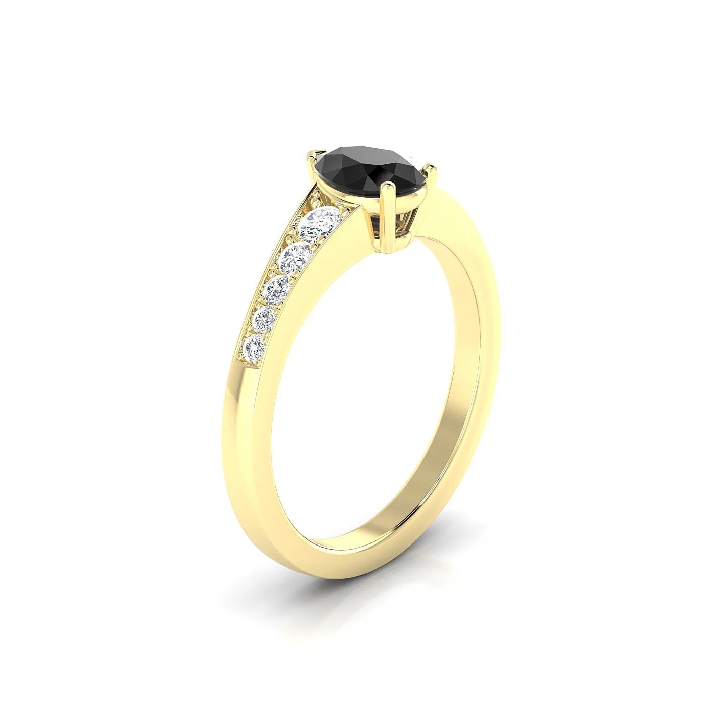 Prosperity | 18k Yellow Gold 7 x 5 mm Pear Black Diamond Ring