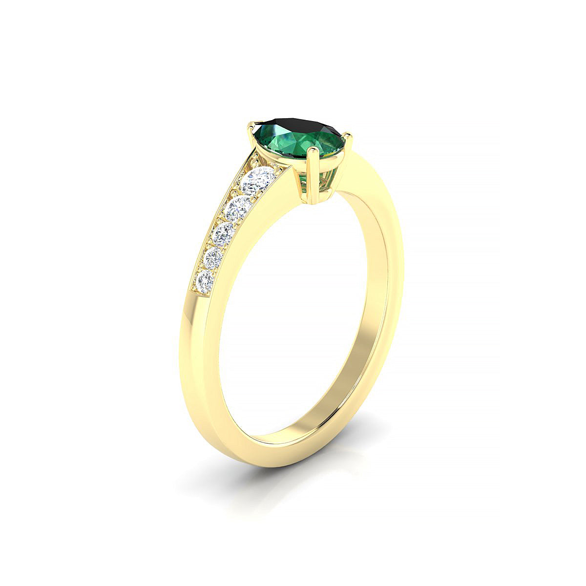 Prosperity | 18k Yellow Gold 7 x 5 mm Pear Emerald Ring