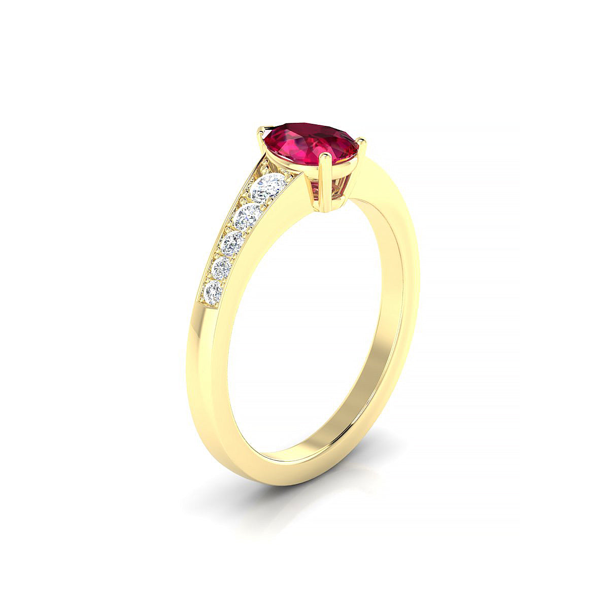 Prosperity | 18k Yellow Gold 7 x 5 mm Pear Ruby Ring