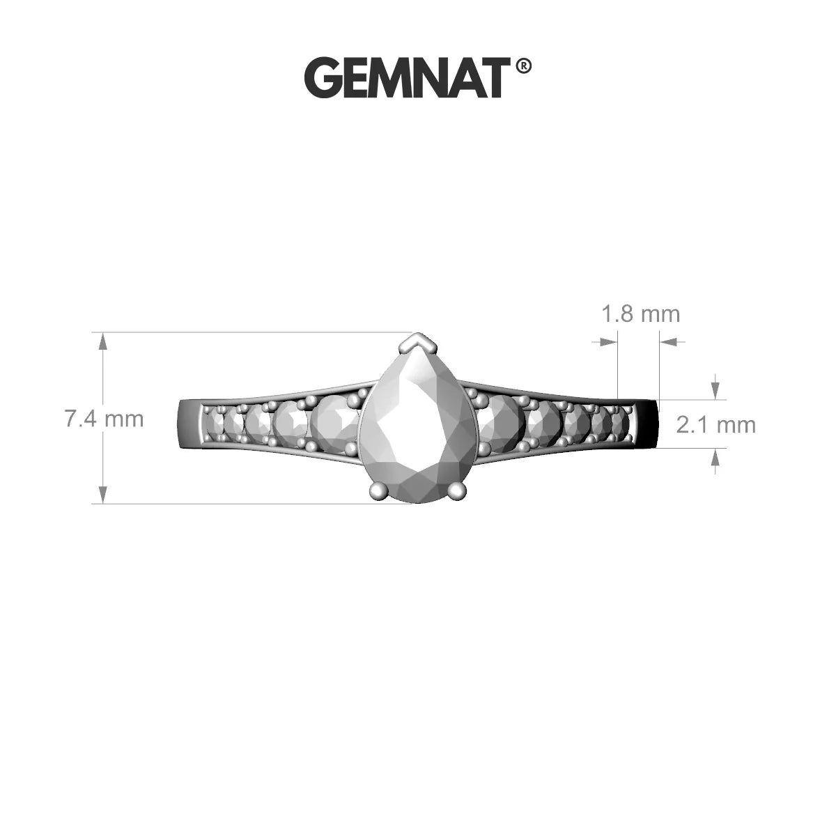 Prosperity | 18k White Gold 7 x 5 mm Pear Diamond Ring