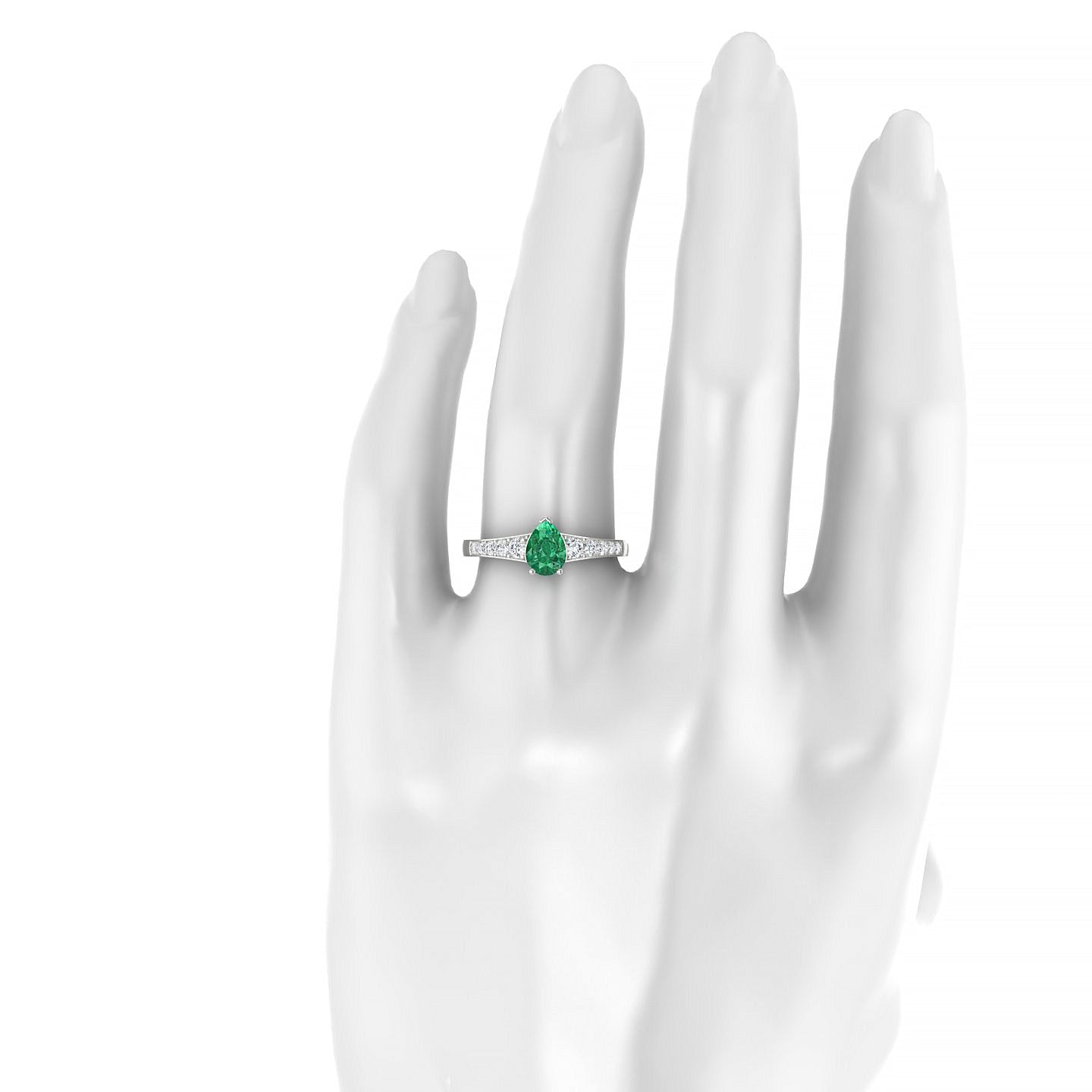 Prosperity | 18k White Gold 7 x 5 mm Pear Emerald Ring