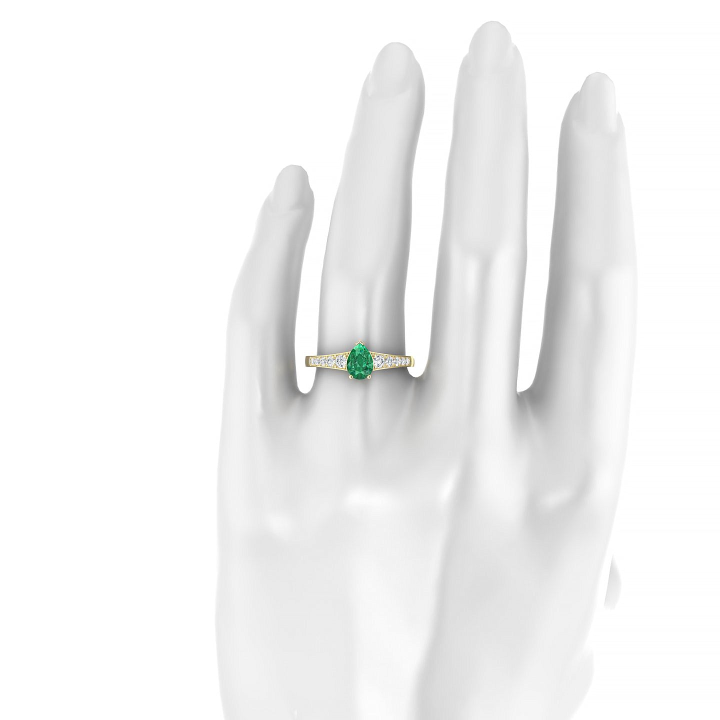 Prosperity | 18k Yellow Gold 7 x 5 mm Pear Emerald Ring