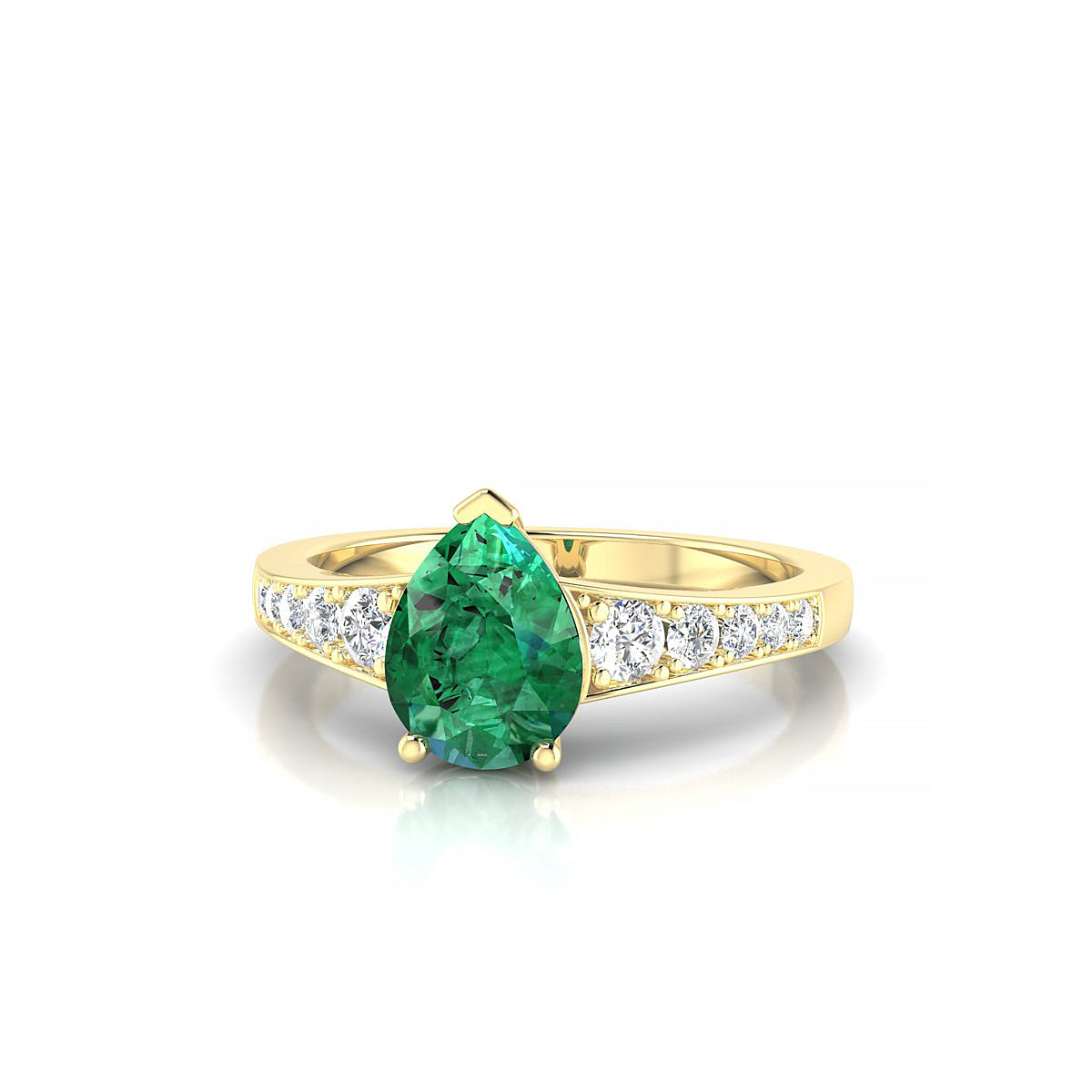 Prosperity | 18k Yellow Gold 8 x 6 mm Pear Emerald Ring