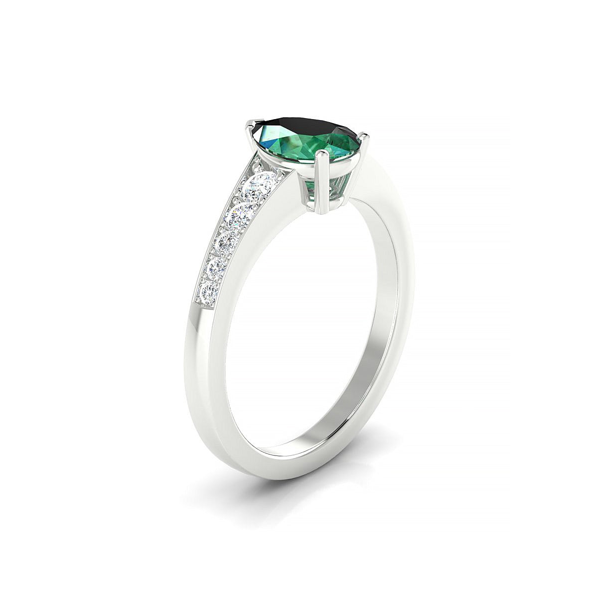 Prosperity | 18k White Gold 8 x 6 mm Pear Emerald Ring