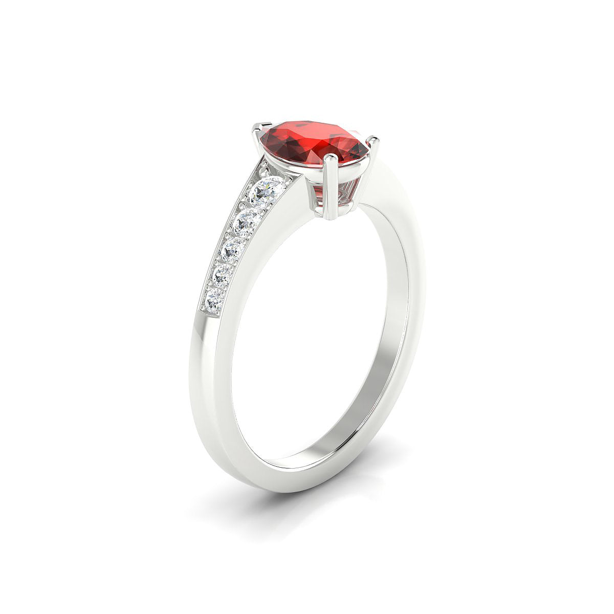 Prosperity | 18k White Gold 8 x 6 mm Pear Garnet Ring