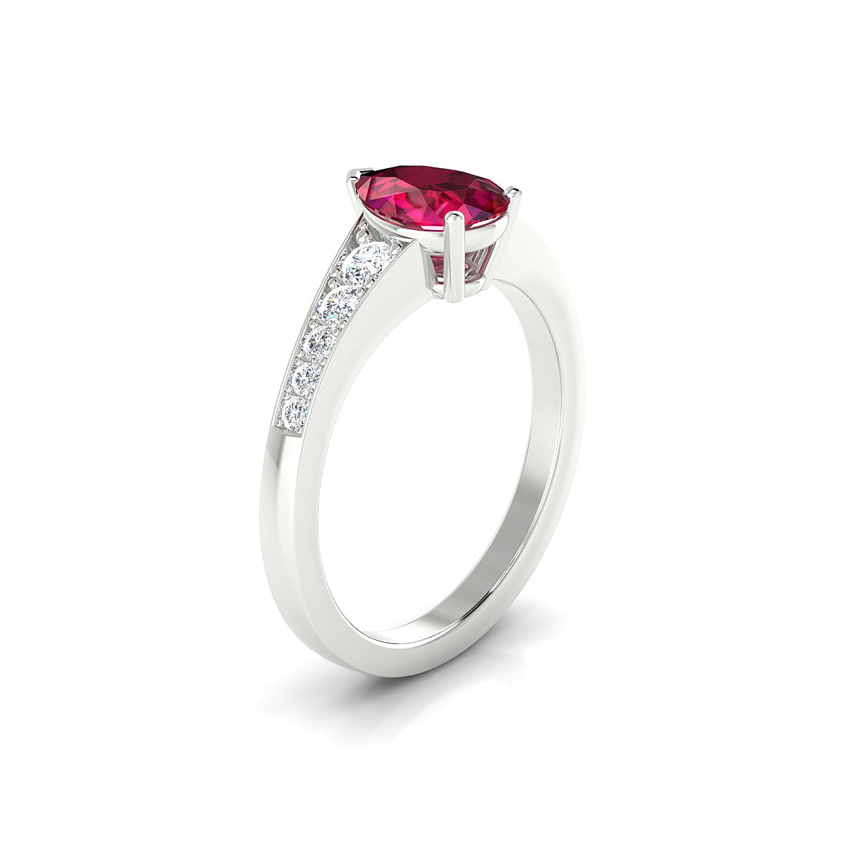 Prosperity | 18k White Gold 8 x 6 mm Pear Ruby Ring