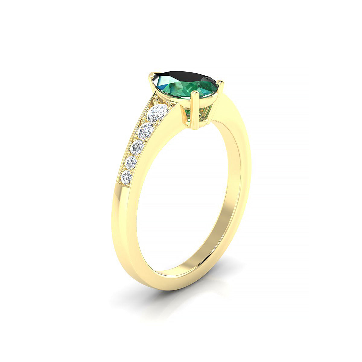 Prosperity | 18k Yellow Gold 8 x 6 mm Pear Emerald Ring