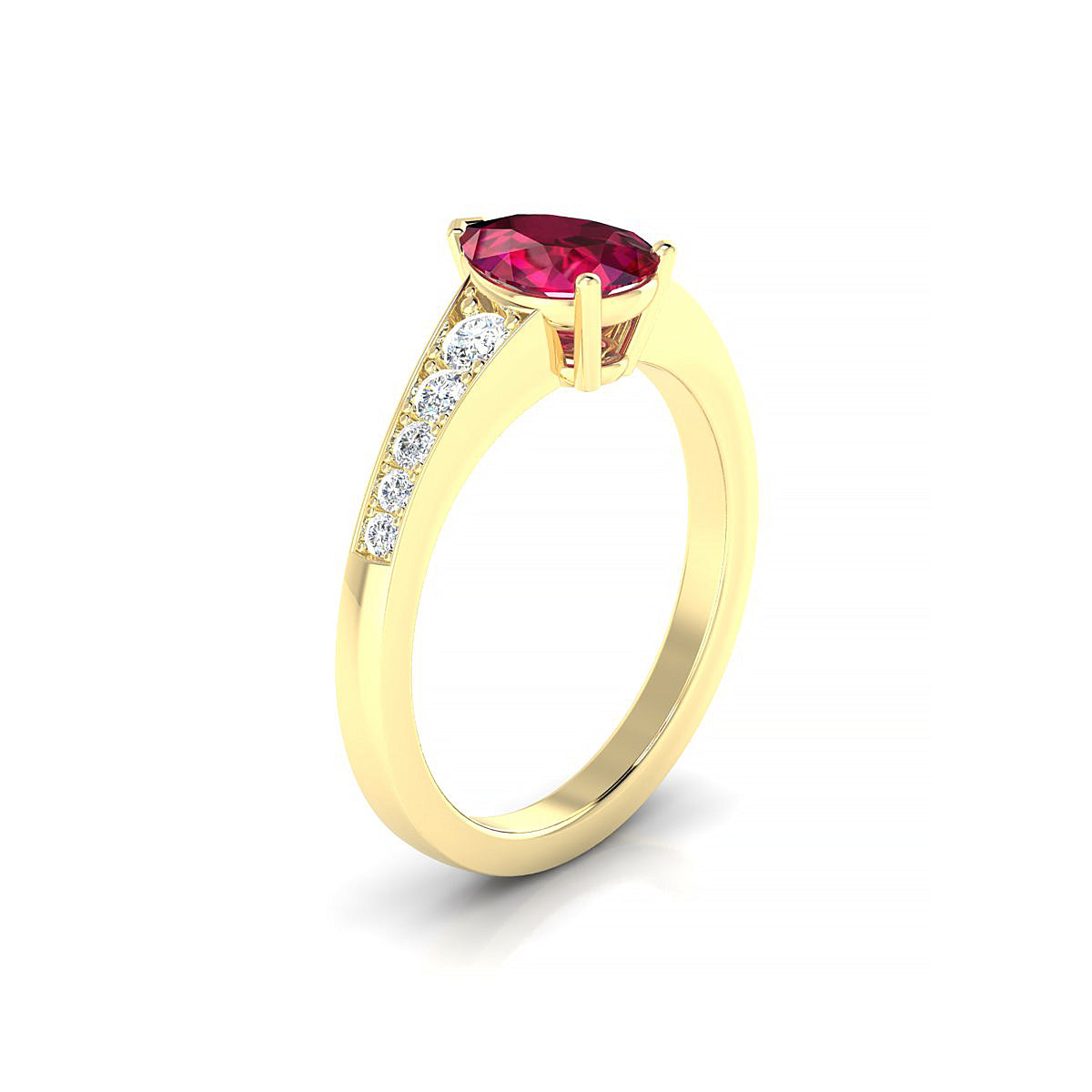 Prosperity | 18k Yellow Gold 8 x 6 mm Pear Ruby Ring