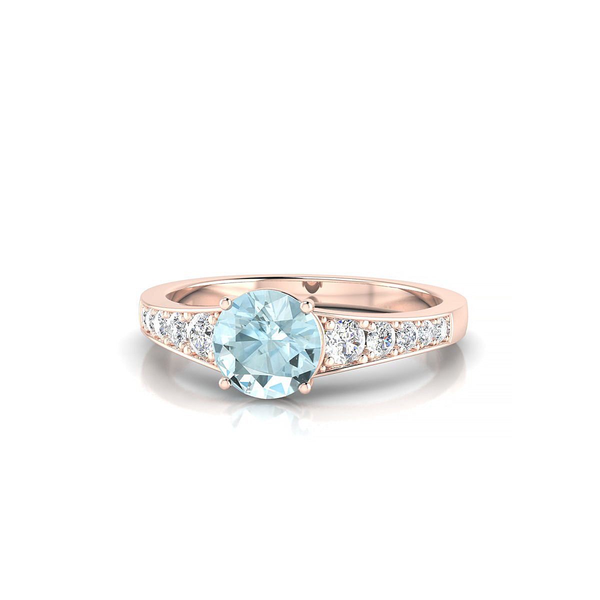 Prosperity | 18k Rose Gold 6 mm Round Aquamarine Ring