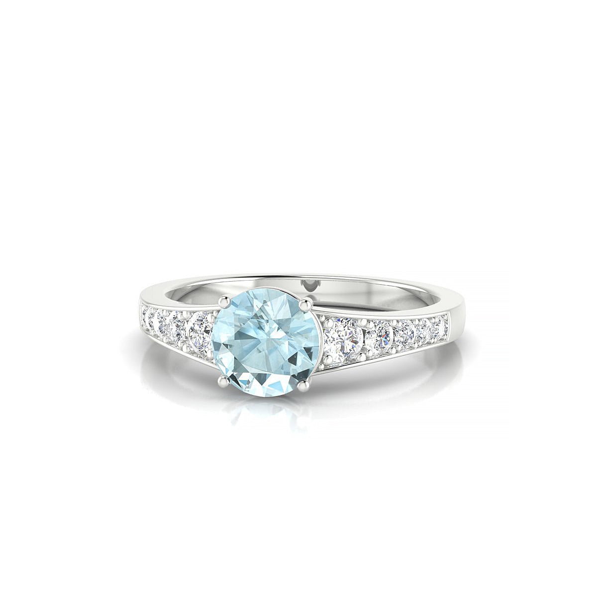 Prosperity | 18k White Gold 6 mm Round Aquamarine Ring
