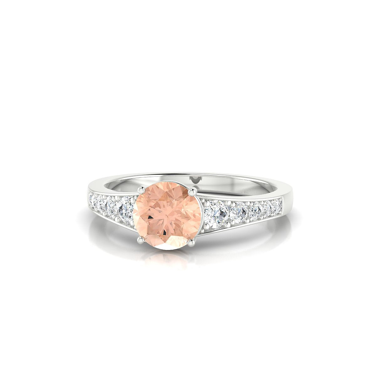 Prosperity | 18k White Gold 6 mm Round Morganite Ring