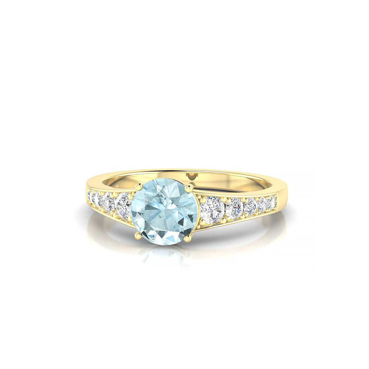 Prosperity | 18k Yellow Gold 6 mm Round Aquamarine Ring