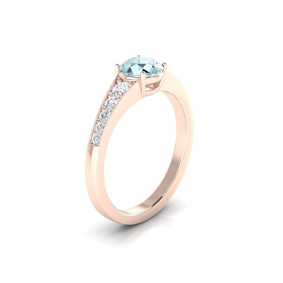 Prosperity | 18k Rose Gold 6 mm Round Aquamarine Ring