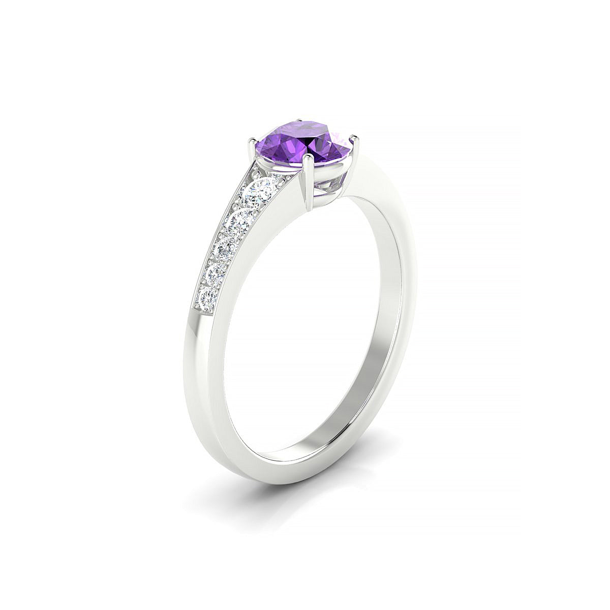 Prosperity | 18k White Gold 6 mm Round Amethyst Ring