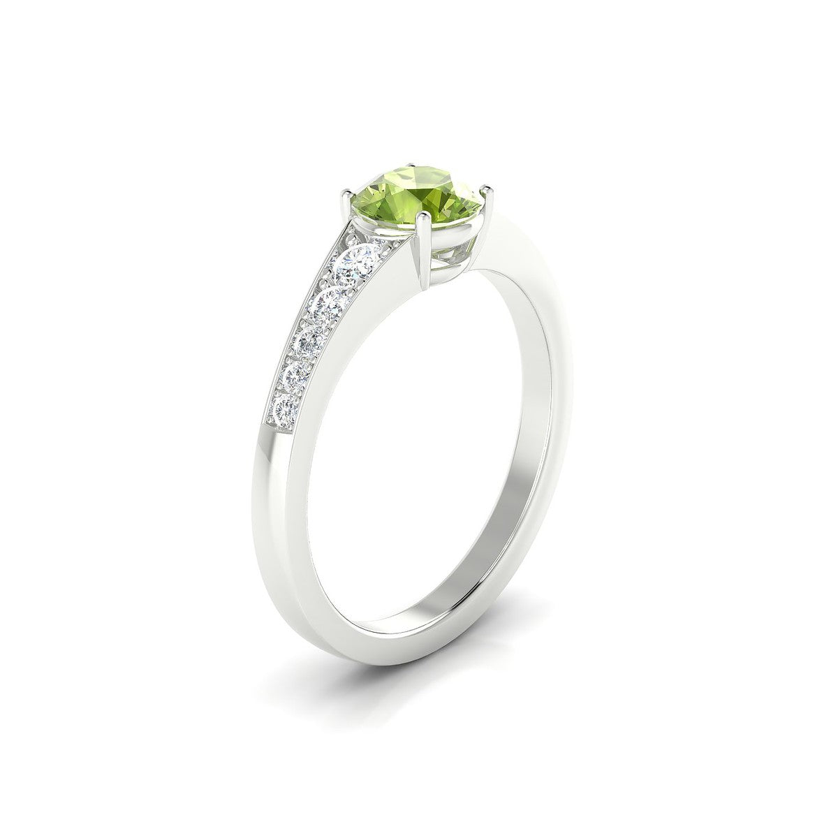 Prosperity | 18k White Gold 6 mm Round Peridot Ring
