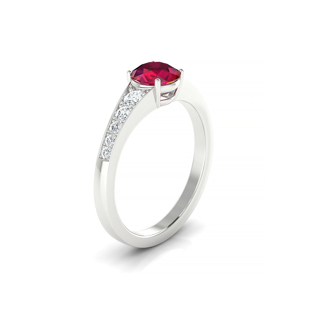 Prosperity | 18k White Gold 6 mm Round Ruby Ring