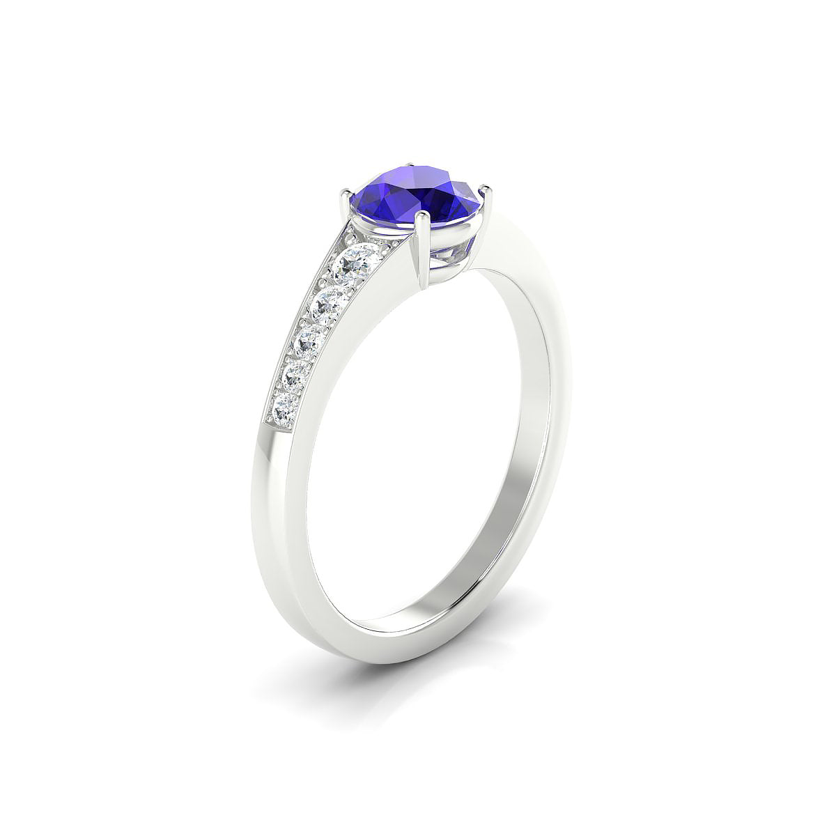 Prosperity | 18k White Gold 6 mm Round Tanzanite Ring