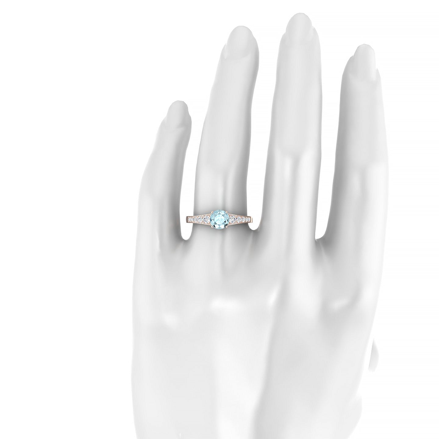 Prosperity | 18k Rose Gold 6 mm Round Aquamarine Ring