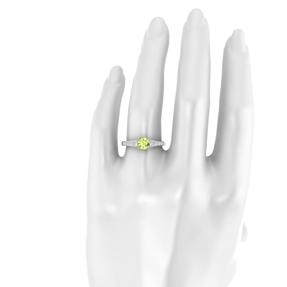 Prosperity | 18k White Gold 6 mm Round Peridot Ring