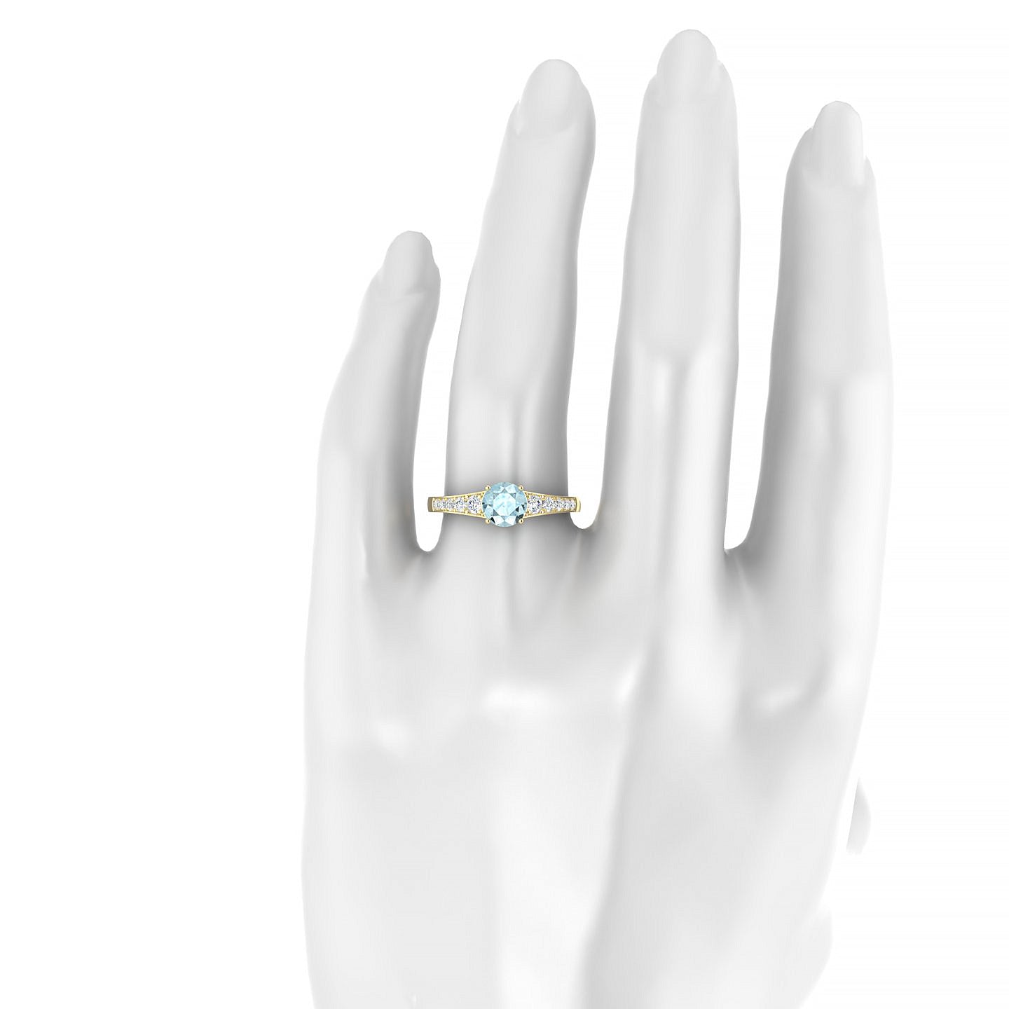 Prosperity | 18k Yellow Gold 6 mm Round Aquamarine Ring