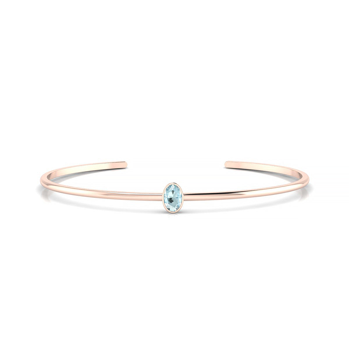 Purity | 18k Rose Gold 6 x 4 mm Oval Aquamarine Bangle