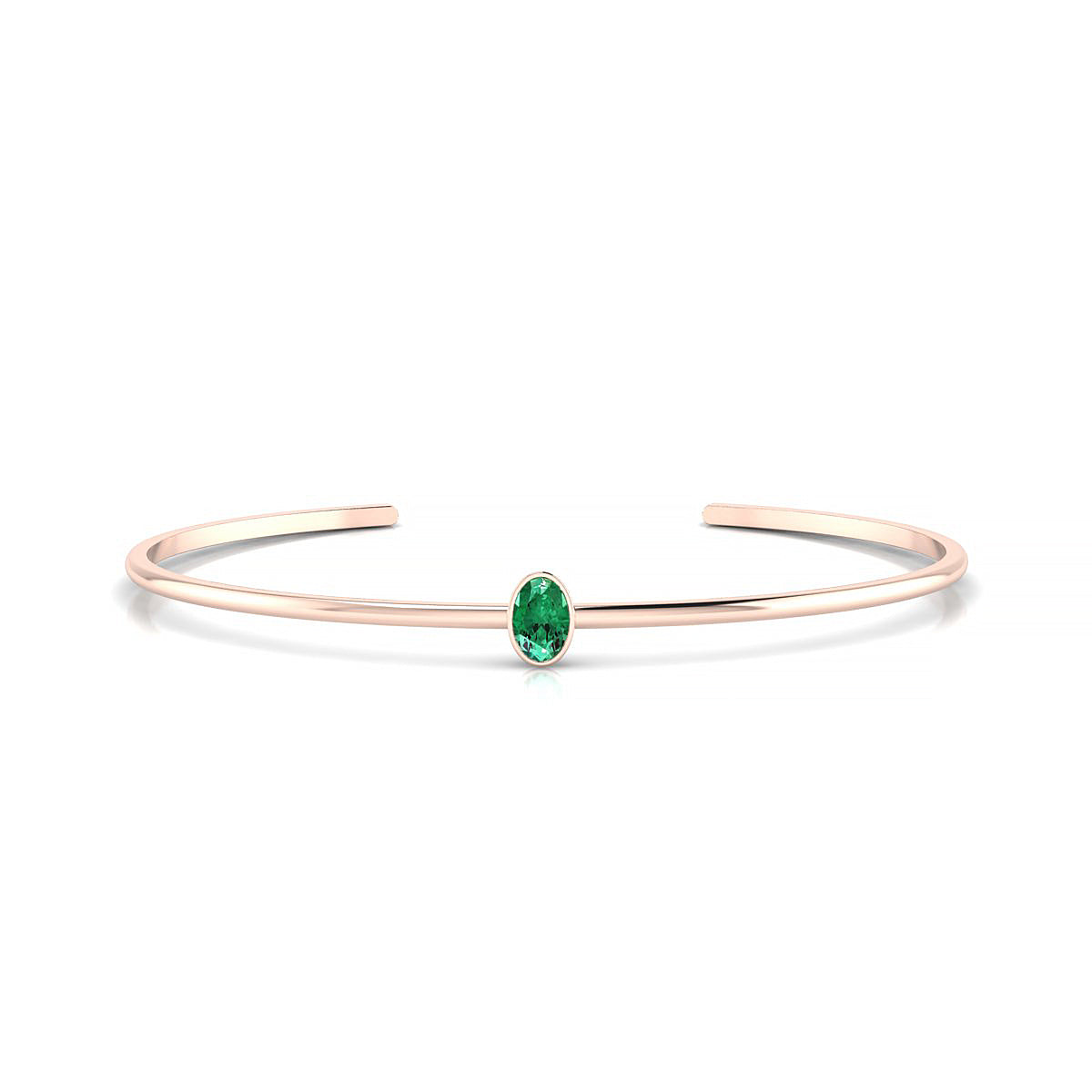 Purity | 18k Rose Gold 6 x 4 mm Oval Emerald Bangle