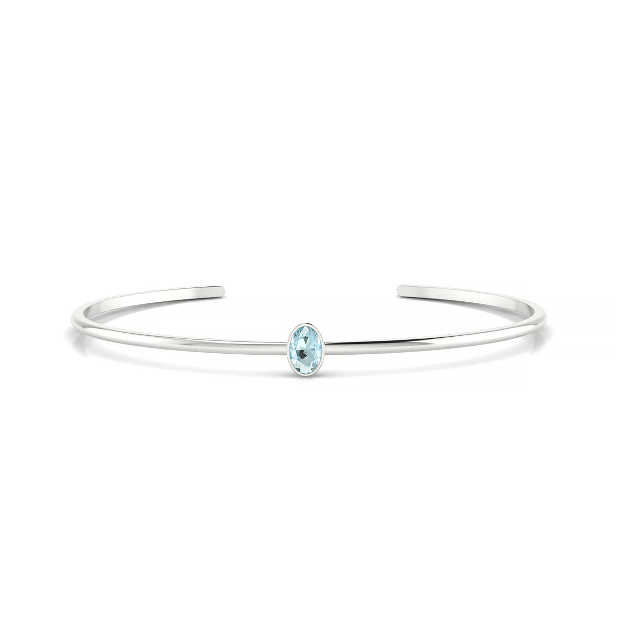 Purity | 18k White Gold 6 x 4 mm Oval Aquamarine Bangle
