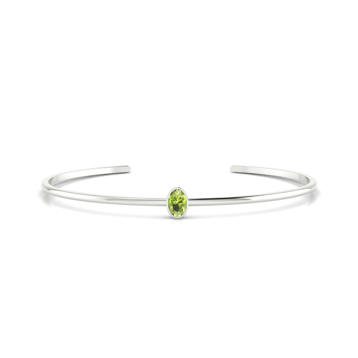 Purity | 18k White Gold 6 x 4 mm Oval Peridot Bangle