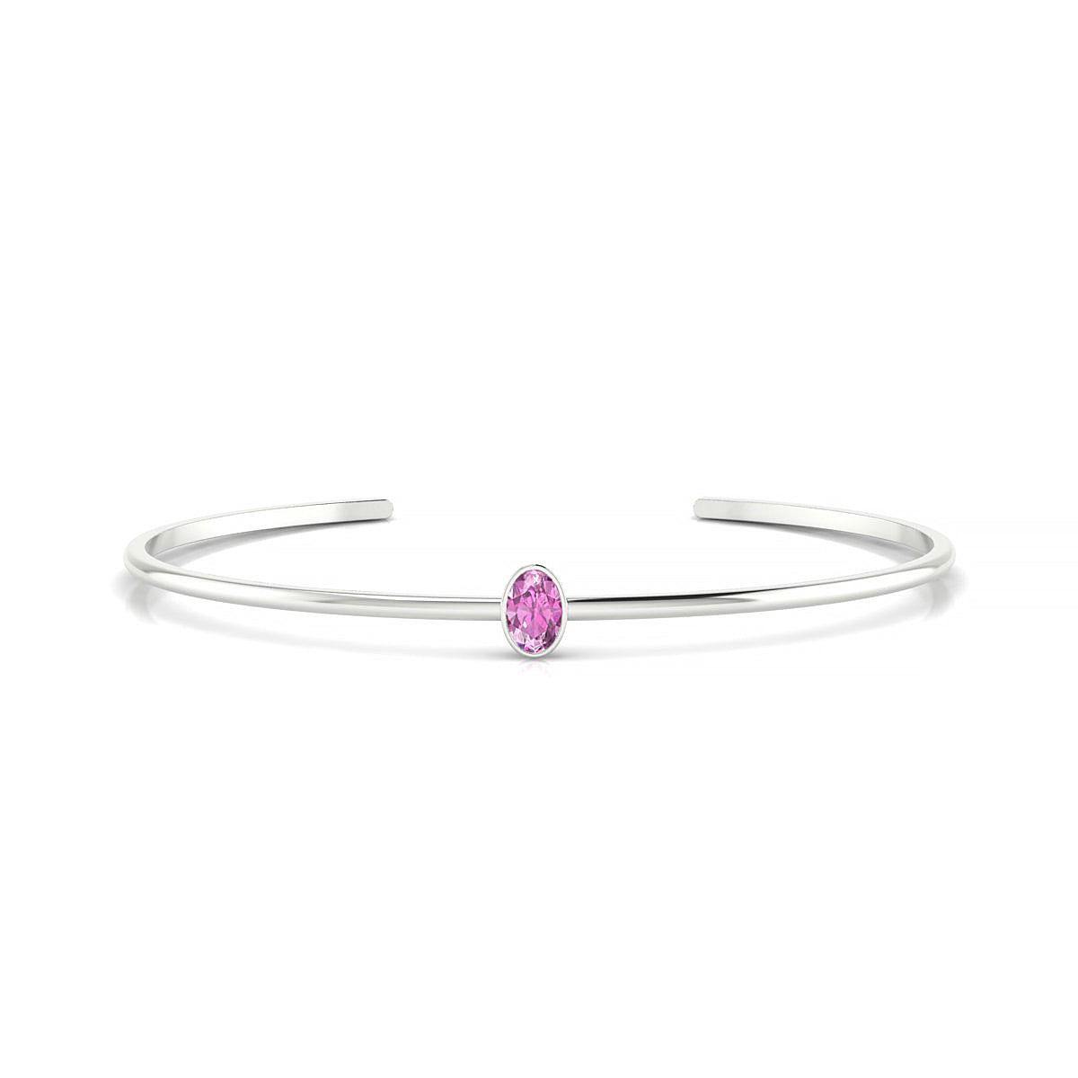 Purity | 18k White Gold 6 x 4 mm Oval Pink Sapphire Bangle